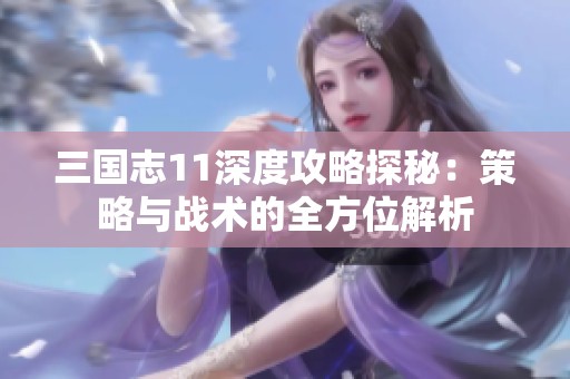 三国志11深度攻略探秘：策略与战术的全方位解析