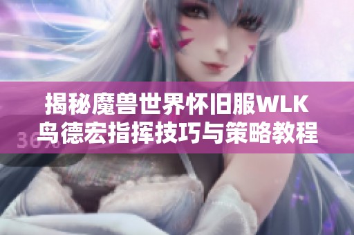 揭秘魔兽世界怀旧服WLK鸟德宏指挥技巧与策略教程